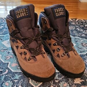 Faded Glory Tan and Black Hiking Boots  Worn  2 Times Like Brand New. 2 Small.